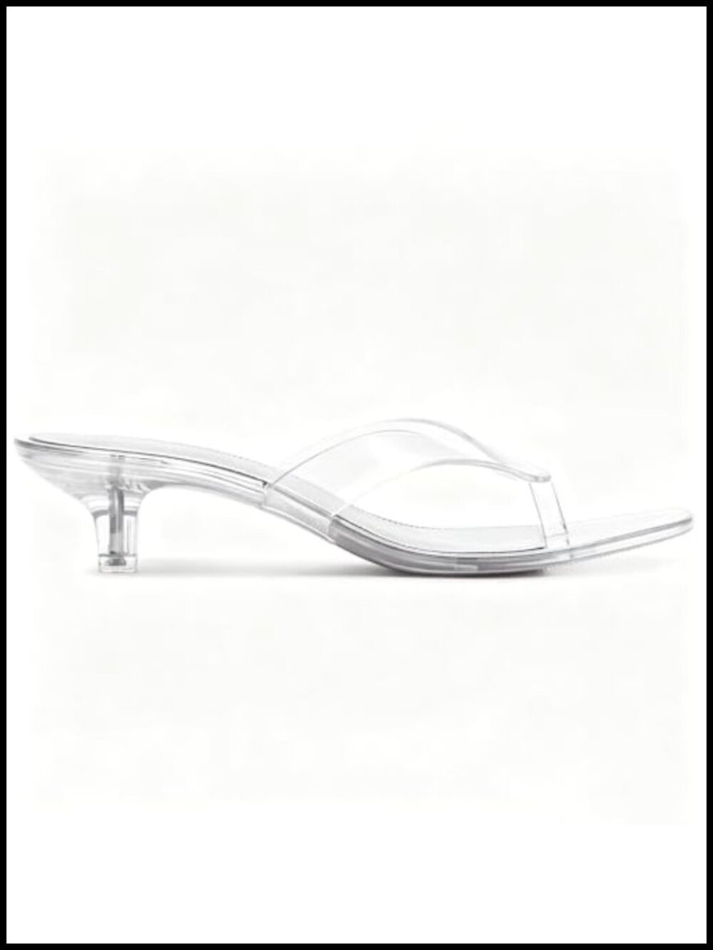 Jelly Thong Sandals with Kitten Heel Square Toe Clear Slides - Picture 5 of 6